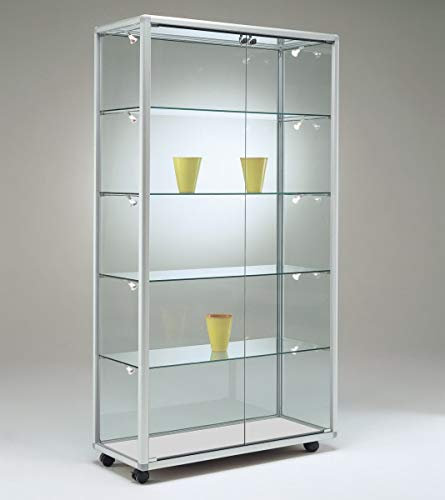 MHN Glasvitrine T 52,5 x B 79 x H 184,5 cm - breite Glas Standvitrine abschließbar - Ausstellungs-Vitrine - ohne Beleuchtung