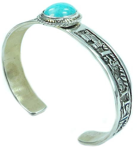 Indianerschmuck Armspange für Damen aus Sterling Silber - Turquoise Storyteller