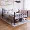 Vida Designs Paris Small Double Bed, 4ft Bed Frame Metal Headboard High Foot End Bedroom Furniture, Black