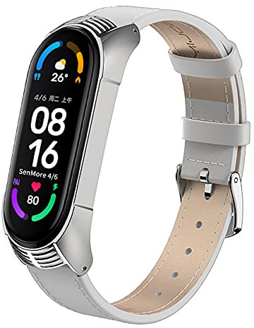 SenMore Bracelet de Rechange en Cuir pour Montre Connectée Xiaomi Mi Band 6 & Mi Band 5 & Mi Band 4 & Mi Band 3 Universel Bracelet de Remplacement pour Montre Xiaomi Band 6, Band 5/4/3