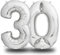 envami® Folienluftballon Zahl Silber - 100 cm - Riesen Zahlenballon - Fliegt mit Helium - Luftballon Zahl Geburtstag - Geburtstagsdekoration - Deko Geburtstag (30 einzeln)