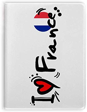 Cuaderno con tapa blanda con diseño de corazón y bandera del mundo con texto en inglés I Love Francia