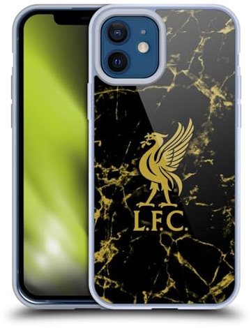 Head Case Designs Officially Licensed Liverpool Football Club Black & Gold Marble Crest & Liverbird Patterns 1 Soft Gel Case Compatible With Apple iPhone 12 / iPhone 12 Pro