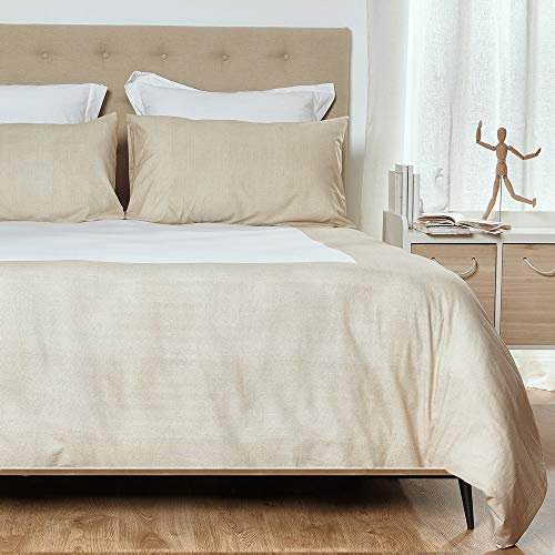 HOGARYS Juego de Funda Nordica para Cama 150 cm (240x220cm) con 2 Almohadas (50x75cm) 100% Algodón (Percal 150 Hilos) Espi Lino