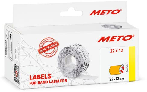 Meto Etiketten für Handauszeichner (22x12 mm, 1-zeilig, 6.000 Stück, fluor orange, permanent, für Meto, Contact, Sato, Avery, Tovel, Samark etc.)