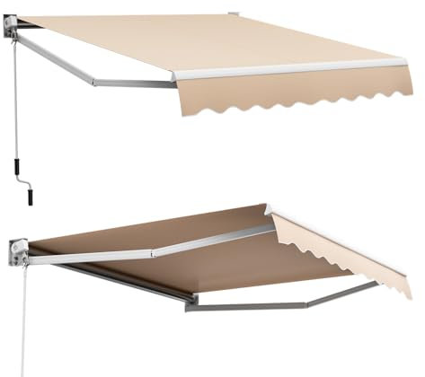 COSTWAY Gelenkarmmarkise Markise, 250 x 200cm Terrassenmarkise mit Alu-Rahmen & Handkurbel, Sonnenmarkise 40-100° Winkel einstellbar, Sonnenschutz & Wasserdicht Balkonmarkise für Balkon, Terrasse