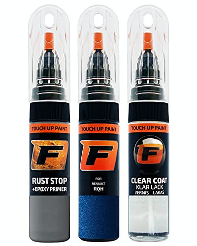 FIRANTO stylo peinture de voiture pour Renault RQH Bleu Iron réparation couleur voiture 3 en 1, rayures stylo retouche peinture 15ml avec pinceau, apprêt, laque