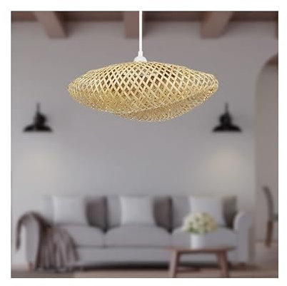 Suspension nature bambou tressé forme coquille MILOS 40cm