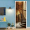 3D Türtapete Selbstklebend Türaufkleber - ALTE TREPPE - Türfolie Poster PREMIUM PVC Wasserfest Wandtattoo Für Schlafzimmer Wohnzimmer Tür Dekoration Tapete 95 x 200 cm