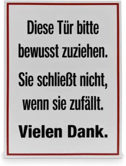 Betriebsausstattung24® Türschild Diese Tür bitte bewusst zuziehen… | Größe (BxH): 6,0 x 8,0 cm | Material: Selbstklebende Folie | Farbe: Weiß | Hinweisschild Tür