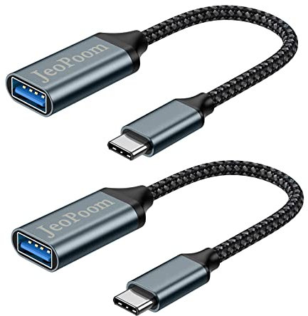 JeoPoom USB Typ C Adapter [2 Stück], OTG USB C Adapter auf USB 3.0, USB Type C auf USB A 3.0 Adapter-Kabel, Kompatibel mit Desktop, Laptop, Handy, S21, Galaxy Note 10 20 S20 Plus Ultra und mehr