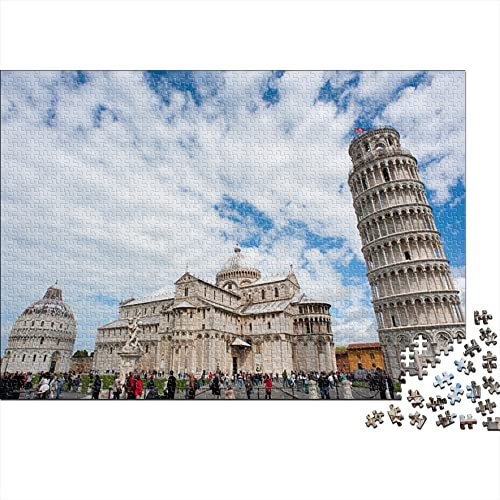Puzzles für Erwachsene 1000 Teile Schiefer Turm von Pisa - Ansicht|A134 Teenager schwierig Herausforderung Puzzles Familienspiele Lernspielzeug Puzzle 38x26cm