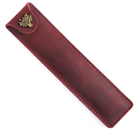 YiFENCHEN Leather Pen Pouch Fountain Pen Pouch Single Pen Case Holder Durable Pen Case Desk Supplies for Office Bag Pouch Holder Box Organizer Wine Red