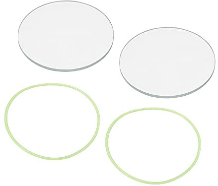 PATIKIL 2 Diámetro LED Lente, 2 Juego Pulido Borde Linterna Cristal Lente con Silicona Anillo para Luz Fuente Lente Repuesto, Transparente, Verde