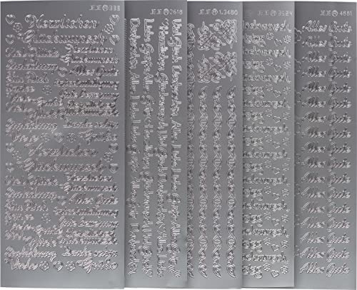VBS Reliefsticker-Set Glückwünsche Aufkleber 10x23 cm Papier selbstklebend Silber