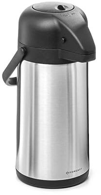Forgast Thermosflasche mit Pumpe | 2.5L Liter | Thermoskanne | Pumpkanne | Isolierkanne Edelstahl | Isolierflasche | Pump-Kaffeekanne