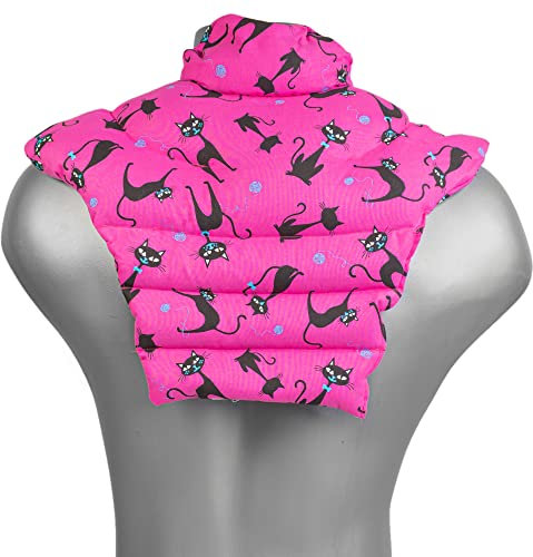 Nackenhörnchen HWS - Nacken + Schultern + Rücken - Katzen-pink - Dinkelkissen - Nackenkissen Wärmekissen - Dinkel-Körnerkissen Nacken Schulter