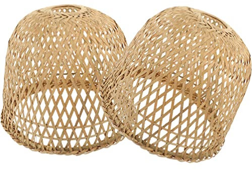 BESPORTBLE 2stücke Gewebter Bambus-lampenschirm Für Kronleuchter Passend Für Pendelleuchten Rustikales Design Für Zuhause Und Restaurant