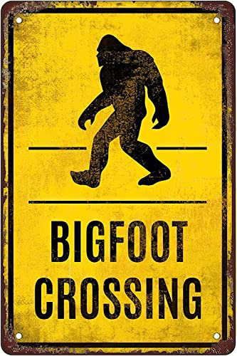 Lustiges Retro-Metall-Blechschild Danger Bigfoot Crossing Warning Outdoor Home Wall Decoration Use Indoor/Outdoor Tolles Geschenk und Dekor Rustikaler Kunstdruck zu Hause Poster Tin Awesome Pos 20,3