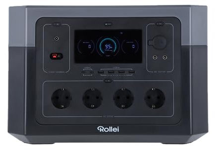Rollei Powerstation 2000-2000W Leistung, LiFePo4 Akkus, 2X USB-C mit 100W, Solar Aufladung, 1920Wh Kapazität