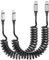 Acecene Cavo a spirale da USB C a Lightning [2 pezzi], MFi Certified Carplay cavo di ricarica iPhone corto, 2.4A USB C a Lightning per iPhone 14 13 12 11 Pro Max X XS XR 8 7 6 Plus SE – Nero