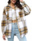 DayaEmmoTQ Blouses à carreaux pour femmes décontractées - Oversize Revers Manteau en laine Veste de chemise Mode Manches longues Manteau d'hiver Automne Hiver Chaud Chemisier, kaki, L