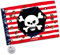 Liontouch - Bandiera Pirata Capitano Striscia Rossa - 100 x 70 cm | Giocattolo per Interni ed Esterni con Strisce Rosse e Bianche e Teschio | Accessorio d'Avventura per Bambini nei Caraibi