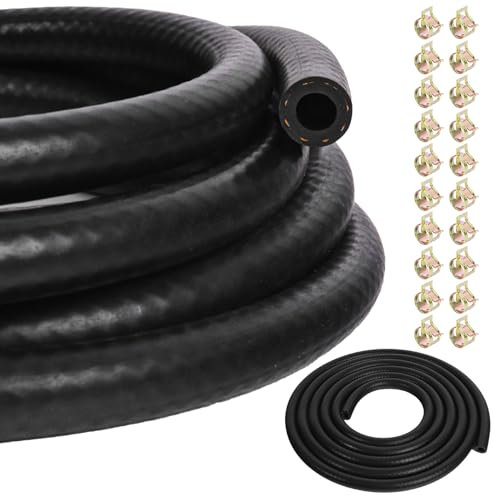 Kit tubo carburante, 3 m tubo carburante Tubo in gomma con ID 12 mm Tubo carburante per auto, trattori, moto e piccoli motori con 20 fascette stringitubo