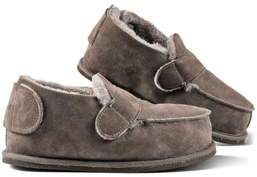 Fellhof Sanis Vario 552 Unisex Lammfell-Hausschuhe, Anthrazit, Gr. 37