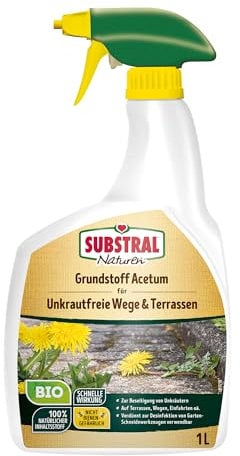 Substral Naturen Grundstoff Acetum, 1L Spray, unterstützt die Unkrautbeseitigung auf Wegen, Terrassen oder Hauszufahrten, Grün