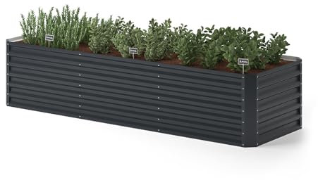 ok-Living Hochbeet Kräuterbeet Gemüsebeet rechteckig 270x90x60cm (LxBxH) anthrazit Pflanzkasten Frühbeet Aufzucht Beet Garten