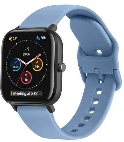 Mugust Correa 20mm para Amazfit Bip/Bip Lite/Bip U/Bip U Pro/Bip 3/Bip 3 Pro/Bip S/Bip S Lite Mujer Hombre, Silicona Suave para Amazfit Bip 3 Pro(Azul avanzado)