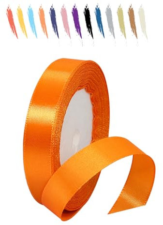 Orange 15mm Satinband 23 Meter, Polyesterband, verschönern Sie Ihre Bastelarbeiten und Feiern, ideal für Geschenkverpackungen, Dekorationen, Hochzeitsautoband, Bänder zum Basteln