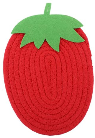 TOPBATHY 3 STK Erdbeer Topflappen Baumwolldekor Halter Für Heiße Gerichte Restaurant-tischmatte Obstdekor Tischset Untersetzer Becherhalter Matte Rattanbrett Rot Baumwolle Waschbar