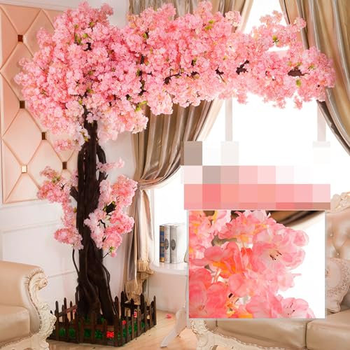 Pink Artificial Cherry Blossom Trees Peach Tree Simulation Weeping Cherry Tree Interior Decoration Shopping Mall Hotel Wedding Home Party Decor (Size : 1.8mx1.5m)