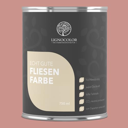 Lignocolor Fliesenfarbe matt | hochbeständige Farbe für Wand- & Bodenfliesen (Terracotta matt, 750 ml) | hochdeckend für den Innenbereich