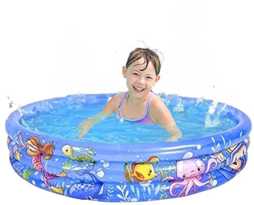 Small Paddling Pool for Kids - Inflatable Pool for Kids, Paddling Pool for Toddlers, 3 Ring Baby Pool for Garden, Kids Swimming Pool, Outdoor Mini Paddling Pool