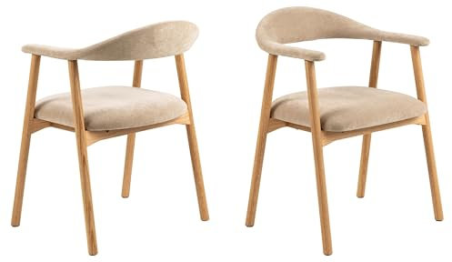 möbelando Holzstuhl >Addi< (2er-Set) in Beige, Polyester, Massivholz - 56x75,5x54 (BxHxT)