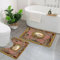 EYLOZS Badezimmerteppich Set 2 Teilig Waschbar rutschfeste Badematte Toilettenmatte Weich Saugfähige Badteppiche,3-D-Deckengemälde im Barockstil, Haupthalle, goldene Ornamente und Rahmen, Engel, weiß
