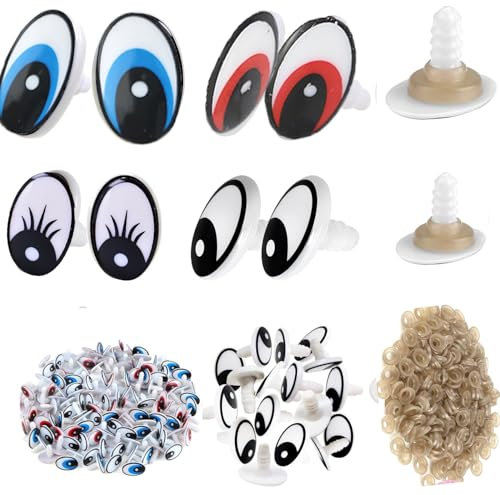 sylbx 200 Stück Ovale Puppenaugen,Oval Sicherheit Kunststoff Augen,Puppen Augen,Kunststoff Cartoon Sicherheit Puppenaugen,Augen Puppenaugen Sicherheitsaugen Puppen,Puppe Kuscheltiere