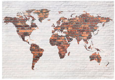 KunstLoft Tapete 'World Map: Brick Wall' 100x70cm Fototapete modern