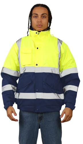 Hamishkane® Veste Haute Visibilité Homme, Imperméable Blouson Aviateur Homme, Veste de Travail à Capuche Réfléchissante Coupe-Vent Hauts de Sécurité