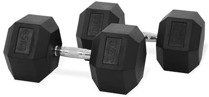 Strongway Hex Dumbbells Set Rubber Coated Cast Iron Weights 2.5KG - 35KG - Gym Strength Training Weight Lifting Equipment Exercise Men Fitness (2 X 35KG)