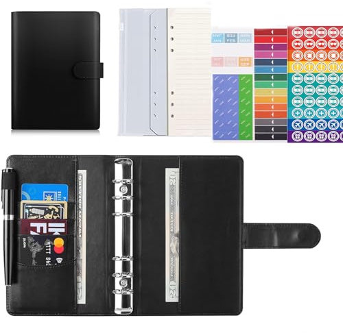 ORFCP A5 Ringbuch 6 Löcher Binder Notizbuch, PU Leder Loseblatt Notebook, Din A5 Ringbuch Nachfüllbar mit DIY Papierblatt für Notizbuch, A5 Binder für Schulnotizen Und Reisetagebücher