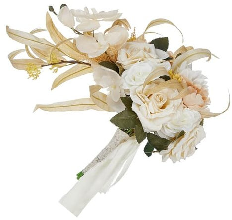 HDKEAN Brautstrauß/Brosche/Handgelenk-Blume für Hochzeitsdekoration, Champagnerfarben, Brautzubehör, Partyzubehör