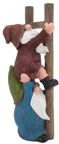 Nimomo Gartenzwerg-Statue, Kunstharz, Leiterklettern, Lustige Zwerg-Gartenstatue für Rasen, Veranda