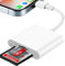 SD Kartenleser für iPhone/iPad, 2 in 1 Dual Slot SD/Micro SD Kartenleser, Fotografie Speicherkartenleser, Kamera Kartenlesegerät Adapter für iPhone 14/13/12/11/8/7/6/Plus/Pro/Max, Plug and Play
