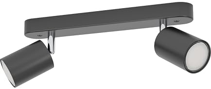 EGLO Deckenlampe 2-flammig Reciso-E, Deckenstrahler für Schlafzimmer und Flur, Spot Deckenleuchte aus Stahl in Schwarz, GU10 Fassung