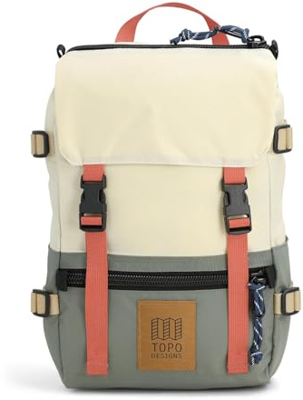 Topo Designs Rover Pack Mini - Kleiner Tagesrucksack für EDC, Tagesausflüge, Wanderungen, ikonisches Denver-Design, Fair Trade + Bluesign, Knochenweiß/Käfer, One Size, Rover Pack Mini