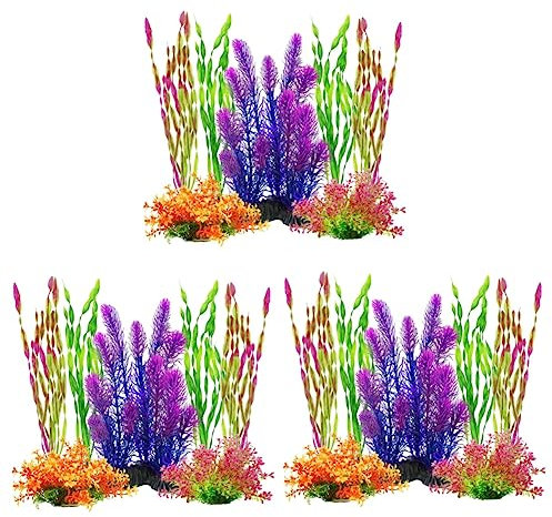 BESPORTBLE 3sets Plant Plastic Water Grass Chiller Fountain Submersible Aquarium Sand Tanks Fish Tank Plant Fish Aquarium Plants Aquarium Plant Small Air Pump for Fish Tank Bundle Pond 7pcs*3